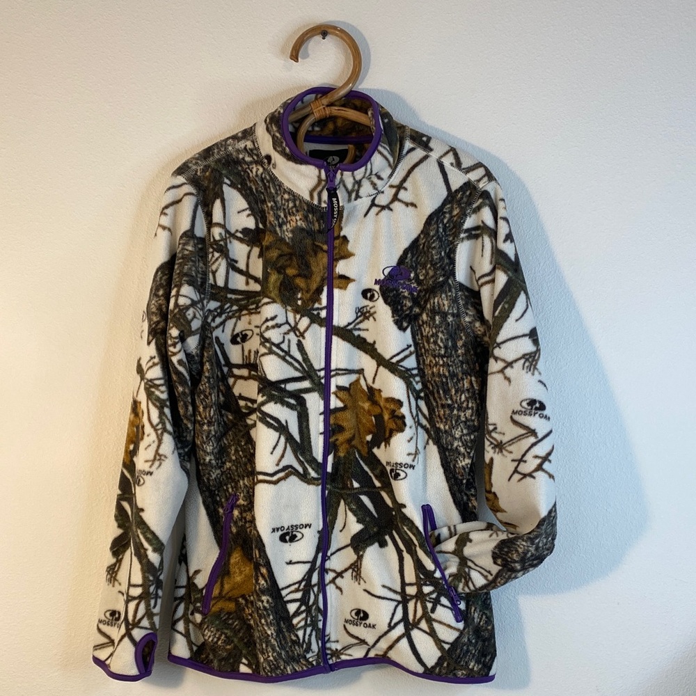 Mossy Oak Women's Camo Jacket with Purple Trim